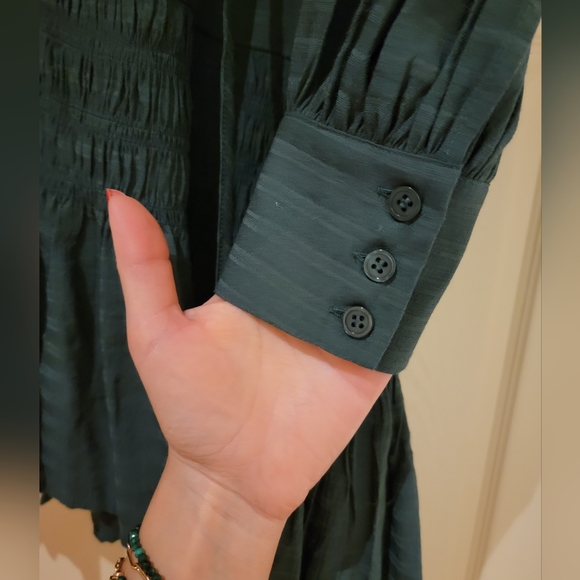 NWOT Moon River Dress Long Puff Sleeve Shirred Mini Dress - Picture 4 of 8